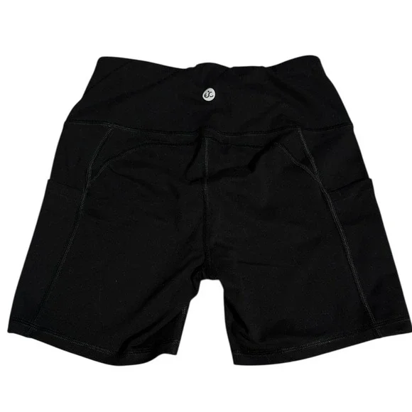Ewedoos Women Black High Waist Biker Shorts with Pockets XS - Picture 2 of 3